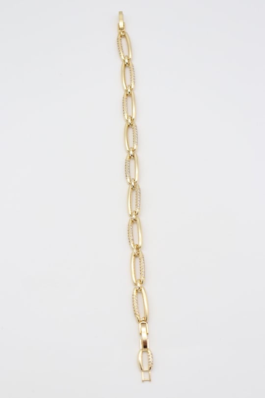 Gold renk oval zincirli bileklik