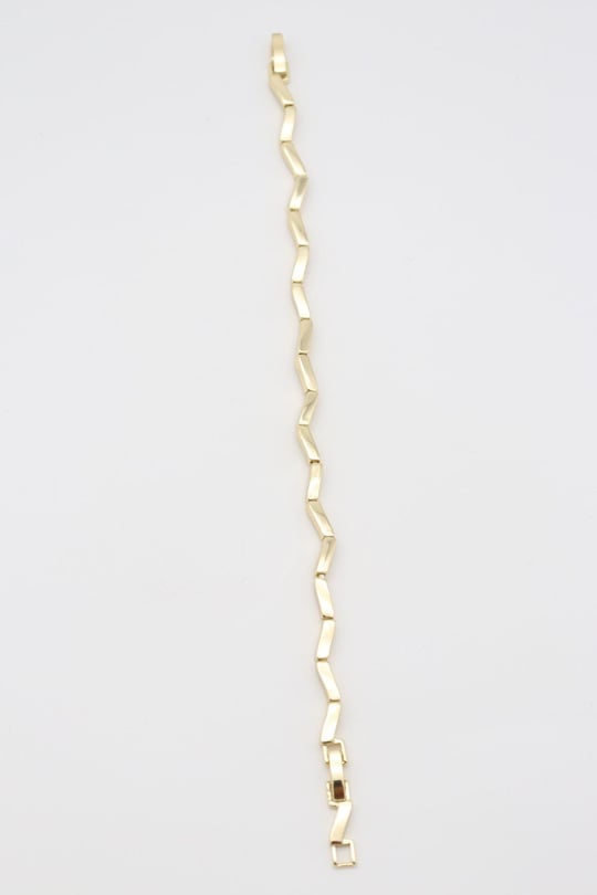 Gold renk zigzag plaka bileklik