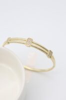 Gold renk çift sıra taş detaylı kelepçe bileklik