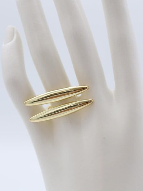 Gold renk çift sıra plaka yüzük