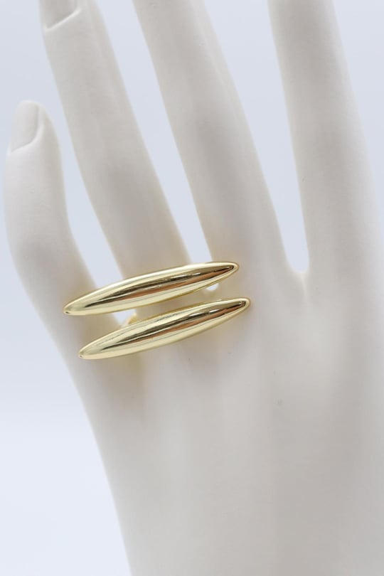 Gold renk çift sıra plaka yüzük