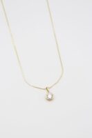 Gold renk yuvarlak taş uçlu kolye