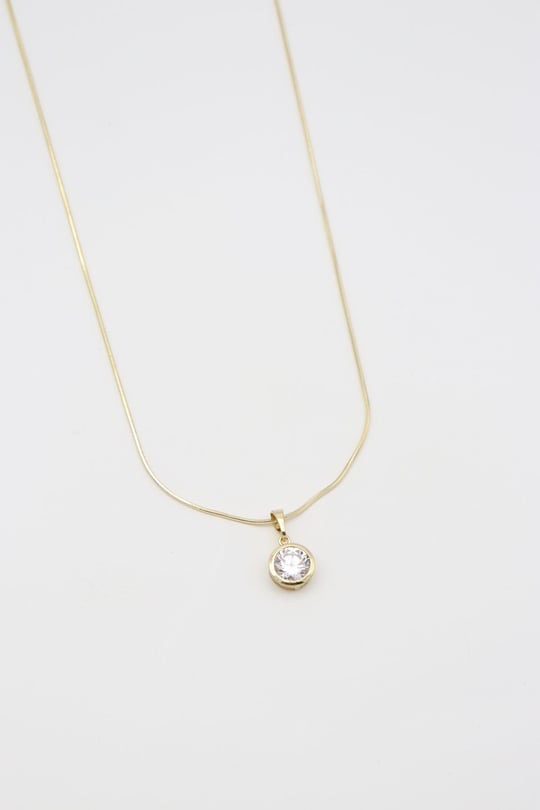 Gold renk yuvarlak taş uçlu kolye