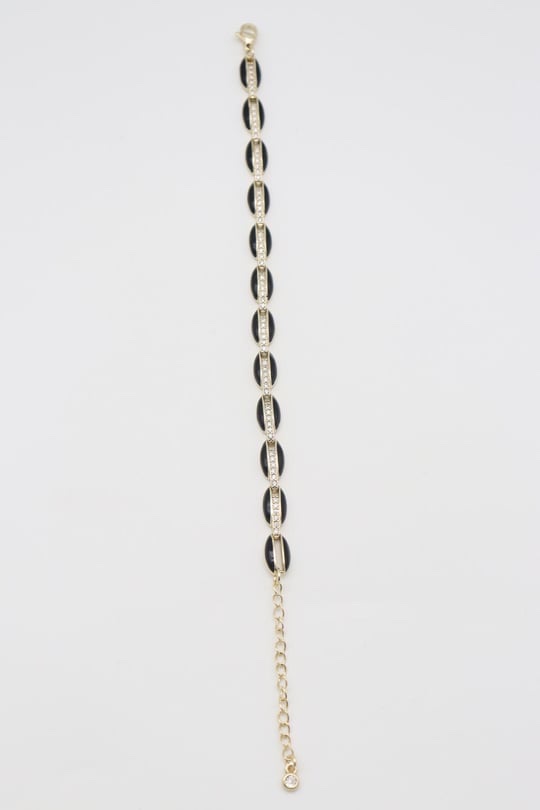 Gold renk siyah mineli ayarlanabilir bileklik