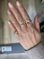 Gold renk mavi taşlı yıldız yüzük