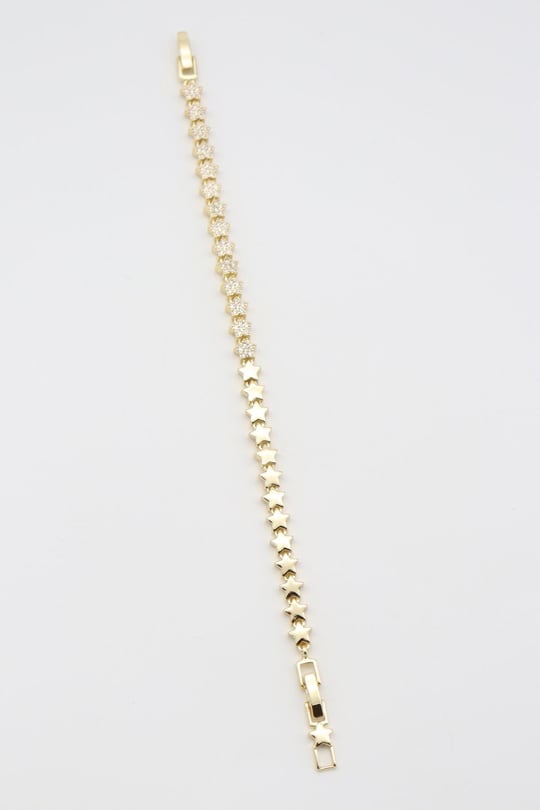 Gold renk yarısı taşlı yıldız bileklik