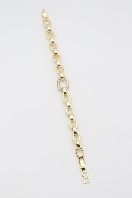 Gold renk ortası taş detaylı halka bileklik