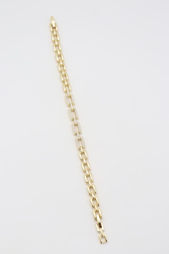 Gold renk ortası taş detaylı kare bileklik