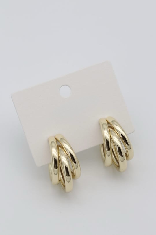 Gold renk 3 dilim halka küpe