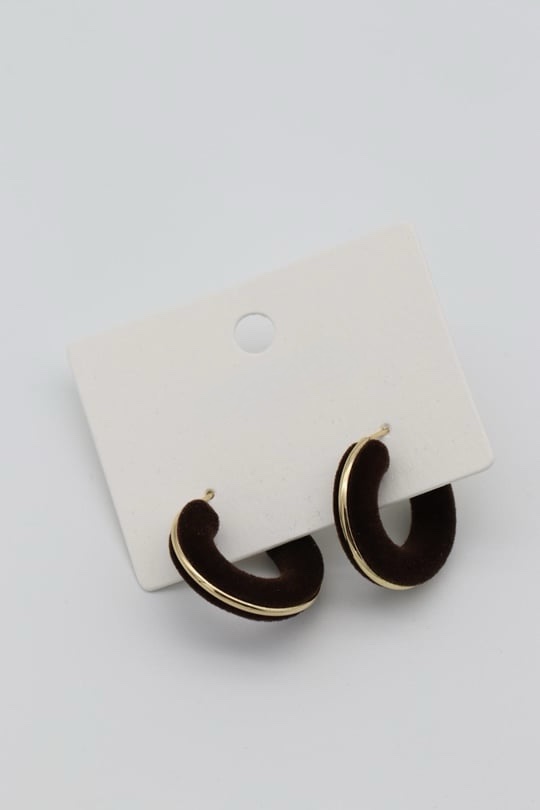 Acı kahve kadife kaplama halka küpe