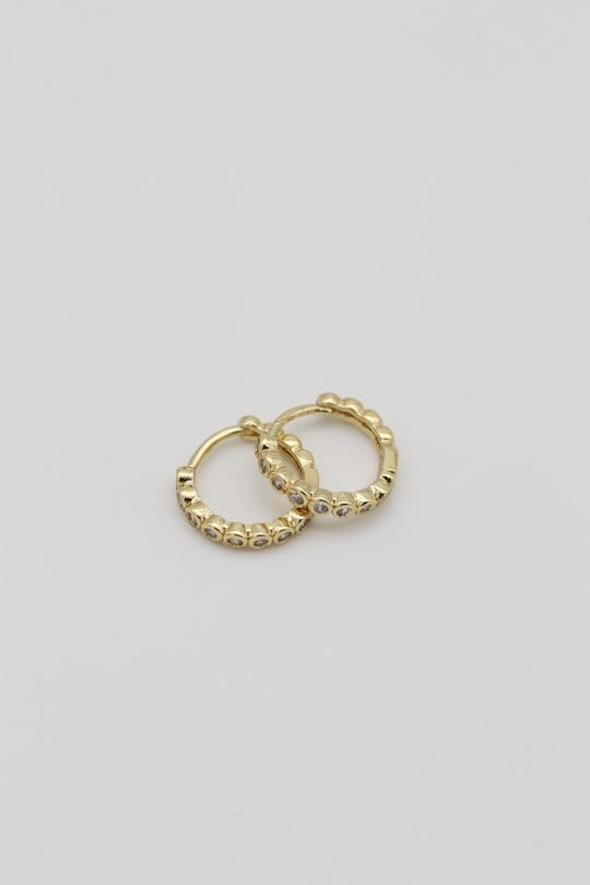 Gold renk yuvarlak taşlı halka küpe (12mm)