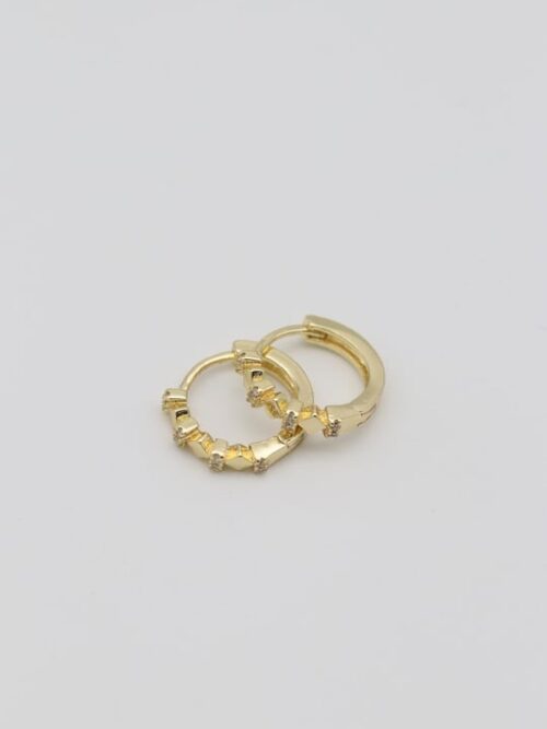 Gold renk taş detaylı mini halka küpe (12mm)