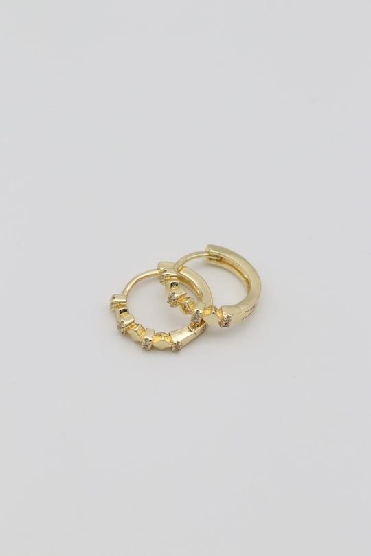 Gold renk taş detaylı mini halka küpe (12mm)