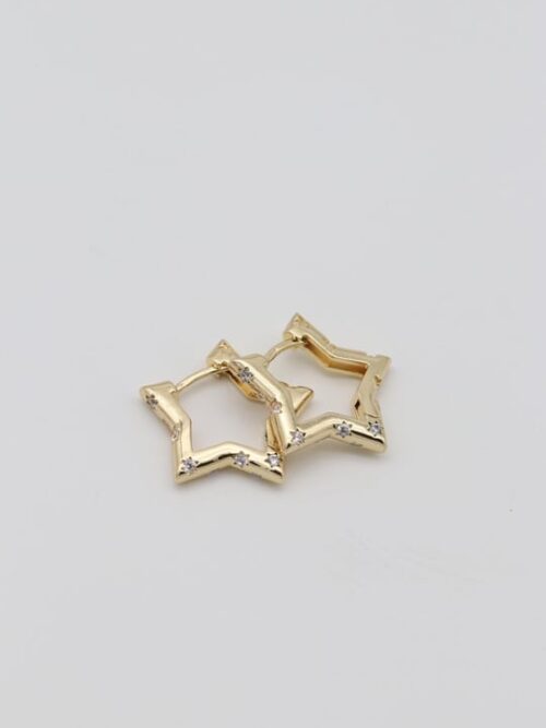 Gold renk taş detaylı yıldız küpe (17mm)