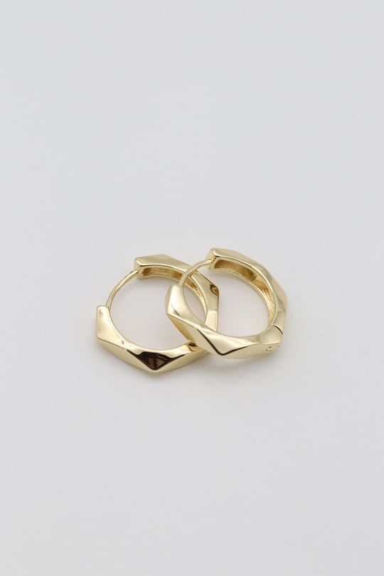 Gold renk köşeli desenli halka küpe (20mm)