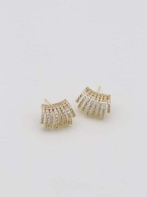 Gold renk taşlı çok görünümlü küpe (12mm)