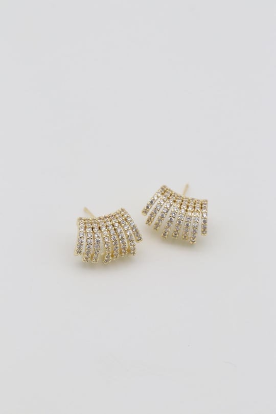 Gold renk taşlı çok görünümlü küpe (12mm)