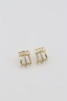 Gold renk taşlı 3 dilim görünümlü küpe (12mm)