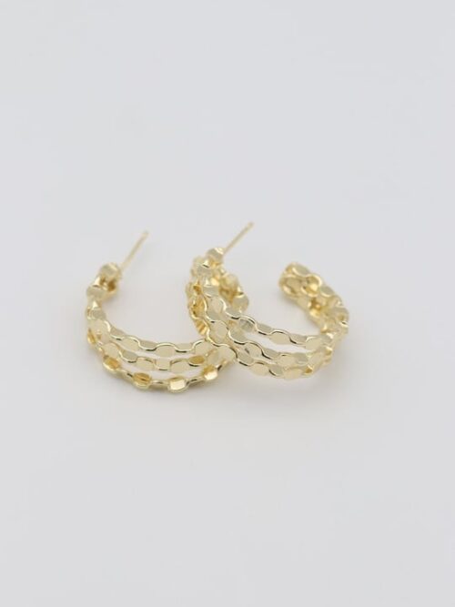 Gold renk 3dilim ezme arpa küpe (27mm)