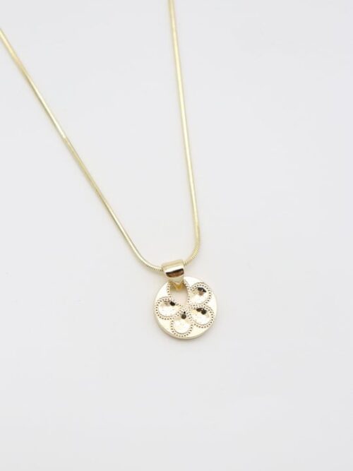 Gold renk yonca uçlu kolye