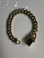 Gold renk orta boy taş detaylı gurmet bileklik