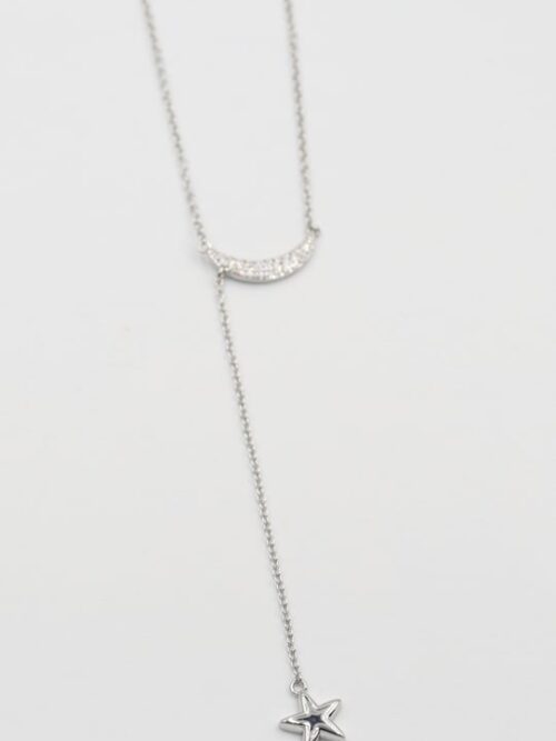 Silver renk ay yıldız kolye