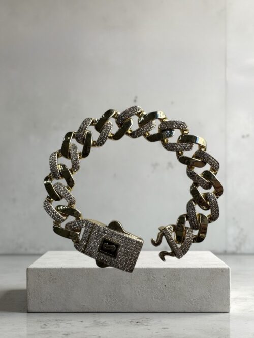 Gold kalın taş detaylı gurmet bileklik