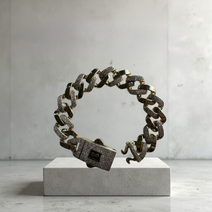 Gold kalın taş detaylı gurmet bileklik