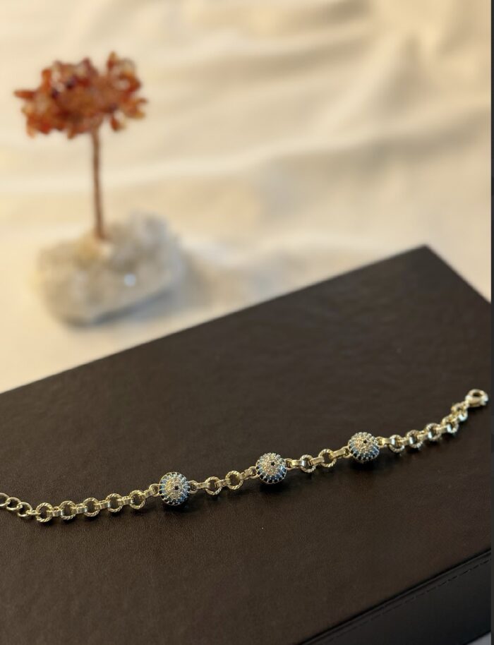 Gold renk nazar topcuklu bileklik