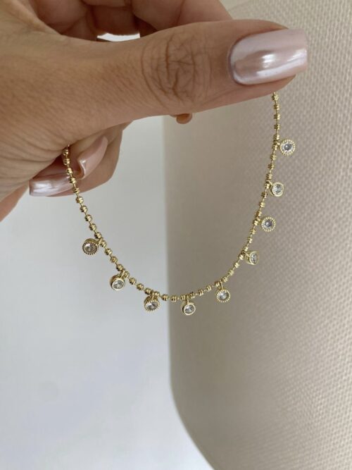 Gold renk taş sallantılı bileklik