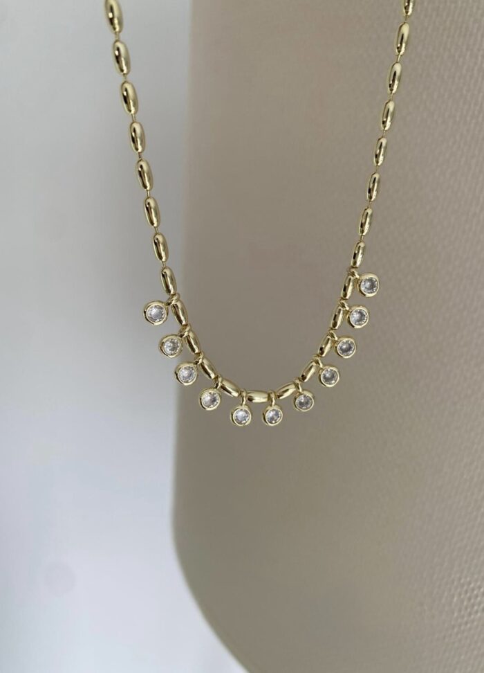 Gold renk mini taş sallantılı kolye