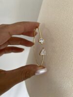 Gold renk üçgen ve yuvarlak uçlu kelepçe bileklik