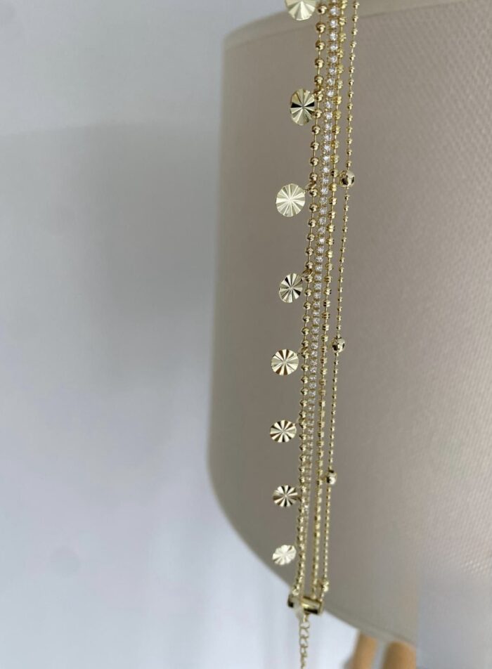 Gold renk pul pul çoklu bileklik