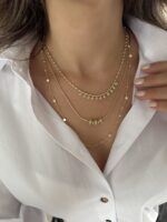 Gold renk mini taş sallantılı kolye