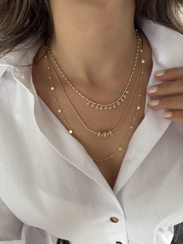 Gold renk mini taş sallantılı kolye