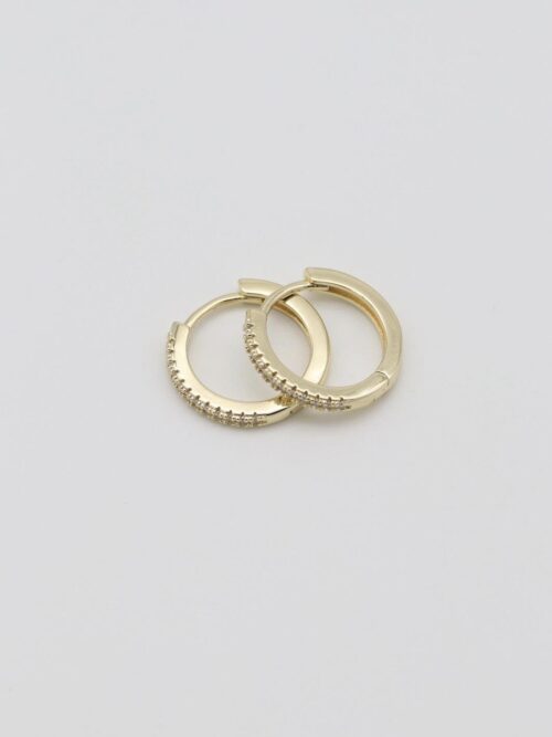 Gold renk taşlı halka küpe (17mm)