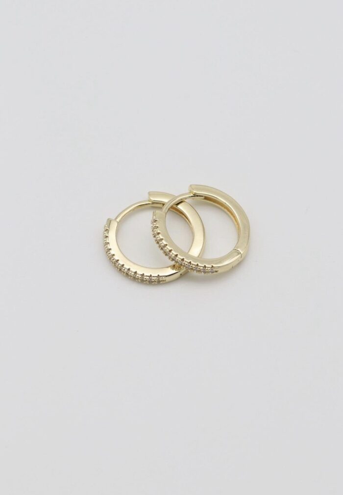 Gold renk taşlı halka küpe (17mm)