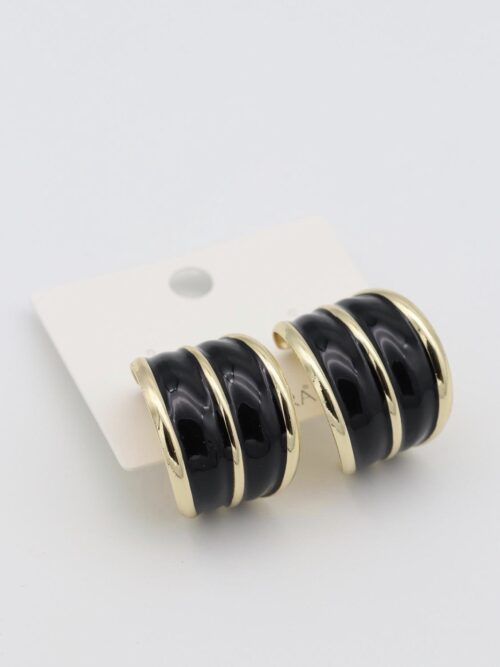 Gold renk siyah mineli küpe (30mm)