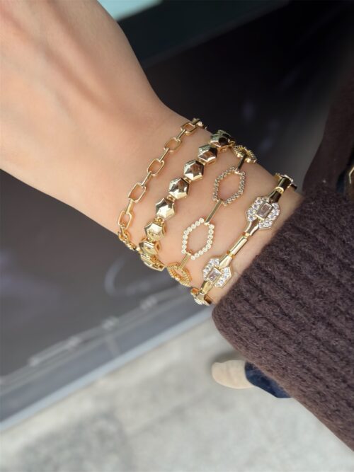 Gold renk baget taşlı bileklik