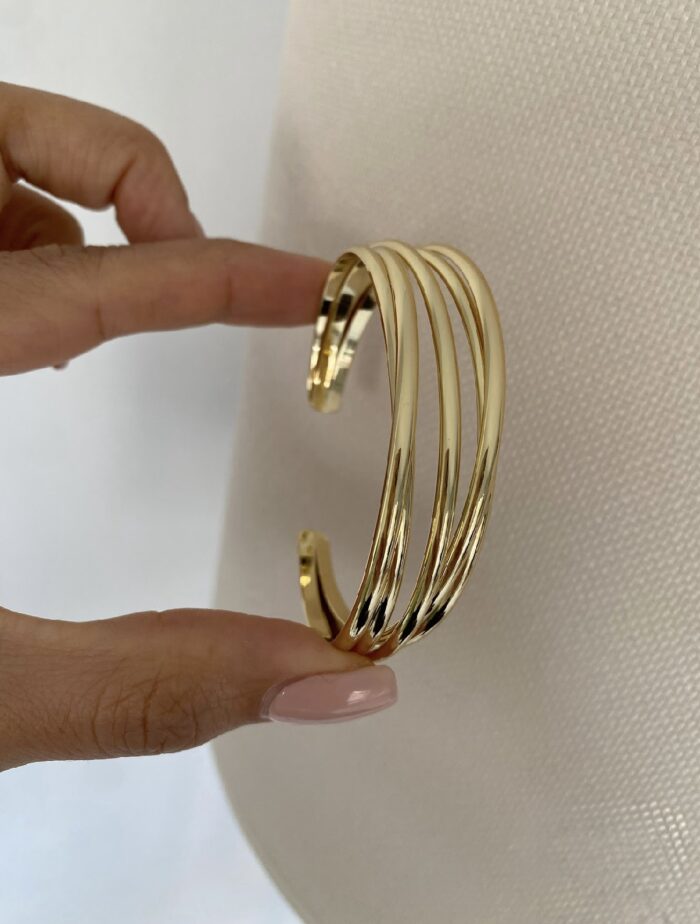 Gold renk plaka yarım kelepçe bileklik