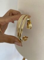 Gold renk kalın plaka kelepçe bileklik