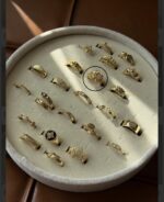 Gold renk çoklu yuvarlak taşlı yüzük (ayarlamalı)