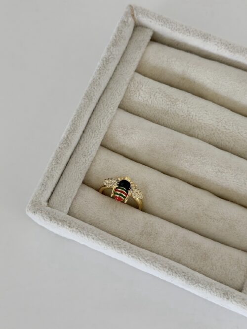 Gold renk kırmızı arı yüzük (ayarlamalı)