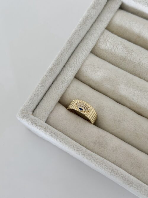 Gold renk göz detaylı yüzük (ayarlamalı)