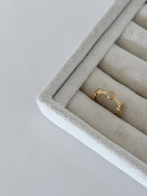 Gold renk taş detaylı yüzük (ayarlamalı)