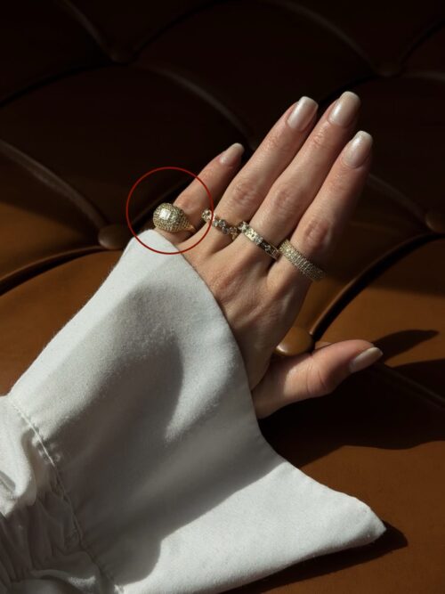 Gold renk taşlı serçe parmak yüzüğü (ayarlamalı)