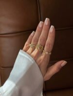 Gold renk çoklu yuvarlak taşlı yüzük (ayarlamalı)