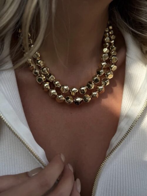 Gold renk ikili kombin kolye