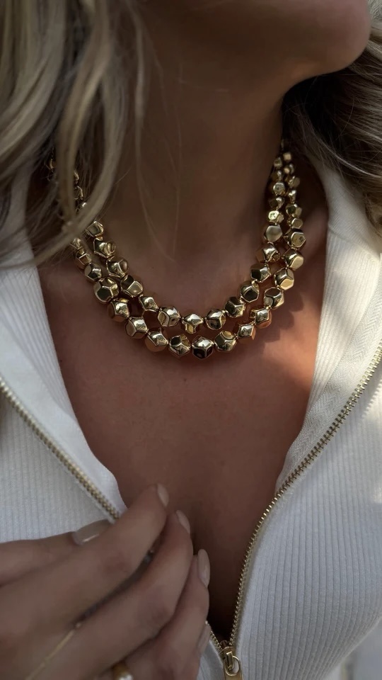 Gold renk ikili kombin kolye