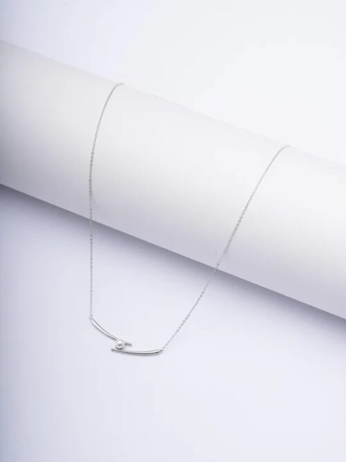 Silver renk inci detaylı ince kolye